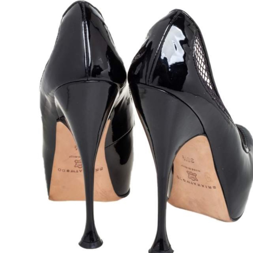 Brian Atwood Patent Stiletto Heels With Mesh Detail Size 6 GUC! - Picture 8 of 14